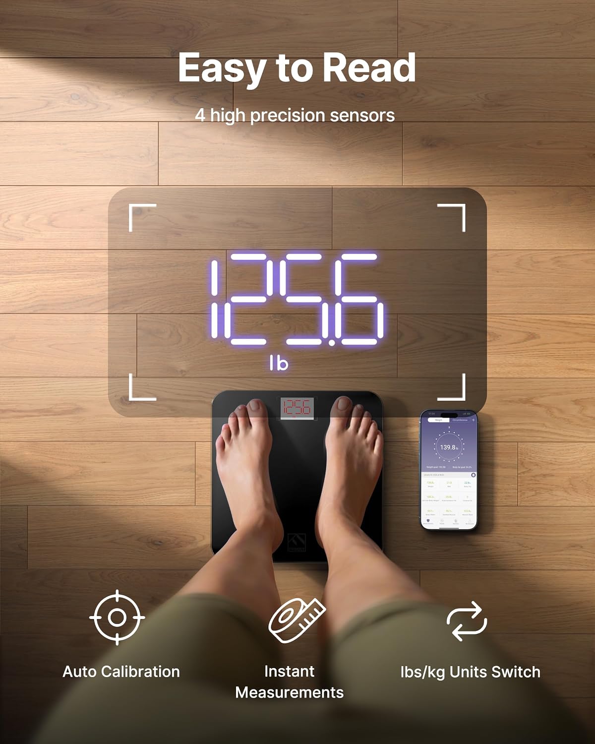 Smart Scale for Body Weight, BMI & Body Fat, 13 Metrics, Bluetooth
