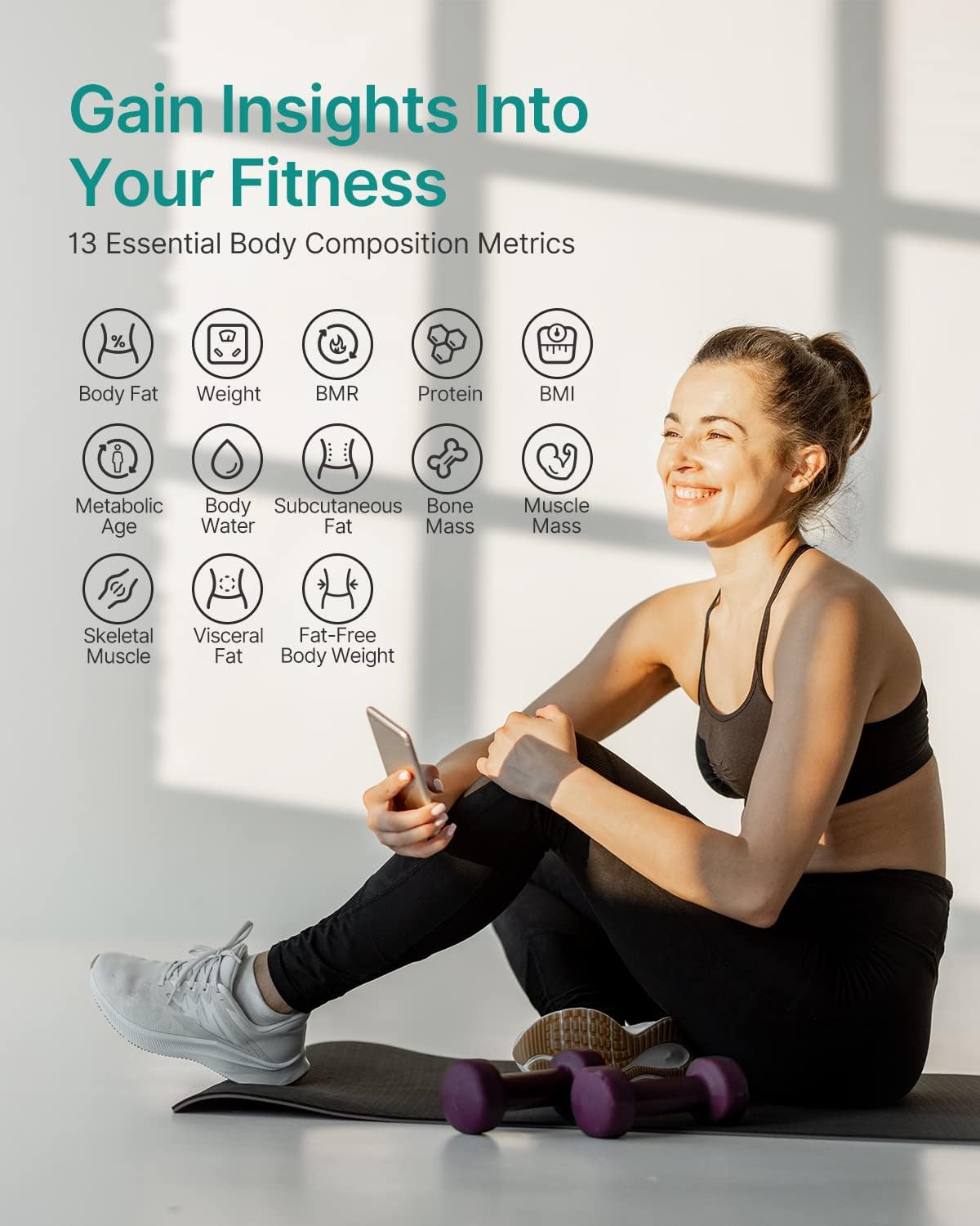 Smart Scale for Body Weight, BMI & Body Fat, 13 Metrics, Bluetooth