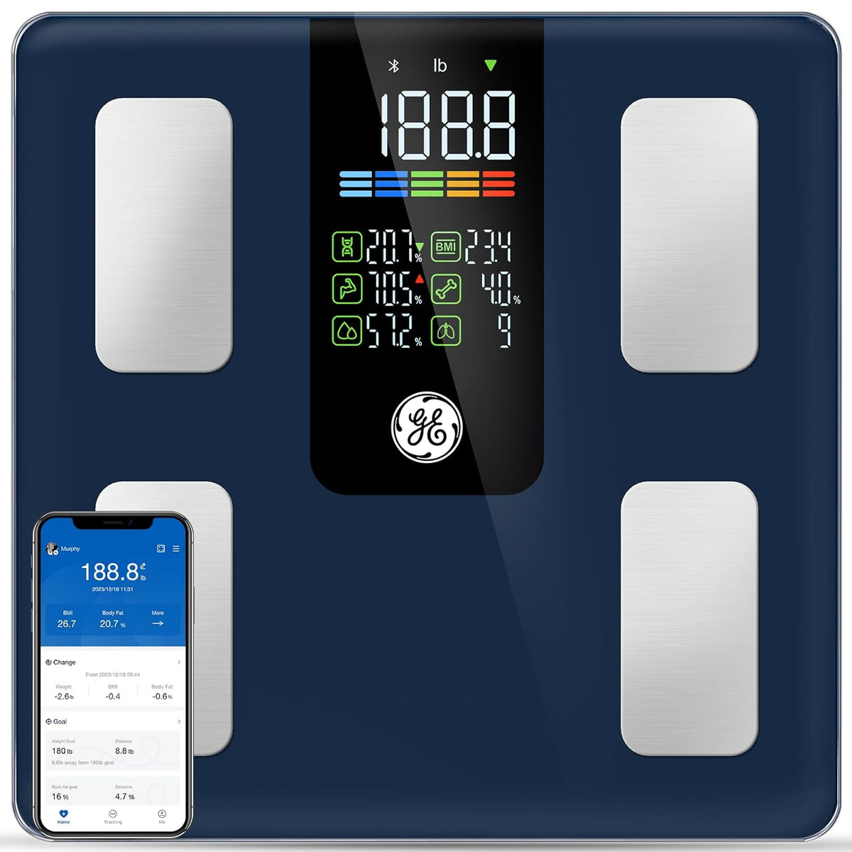 Smart Scale for Body Composition, Weight, BMI, 500lb, Large 11.8-Inch