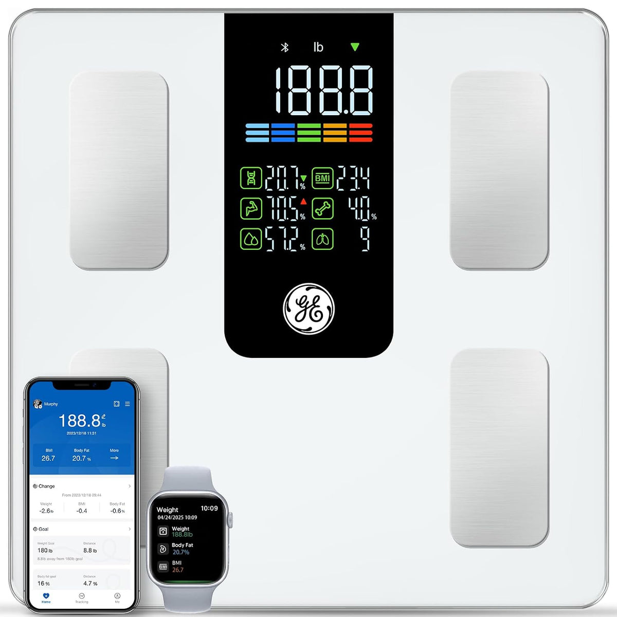 Smart Scale for Body Composition, Weight, BMI, 500lb, Large 11.8-Inch