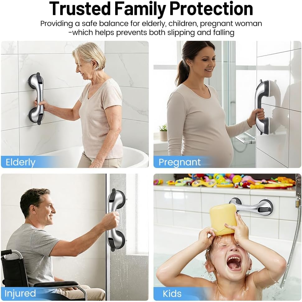 2PK Grab Bars for Shower Handle, Elderly Assistance Products, Grey