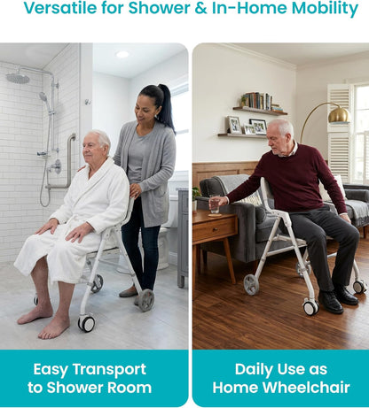 Folding Shower Chair for Inside Shower, Arms and Back, Wide Seat, 400 lb