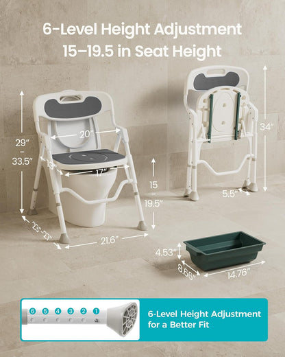 Folding Shower Chair for Inside Shower, Arms and Back, Wide Seat, 400 lb