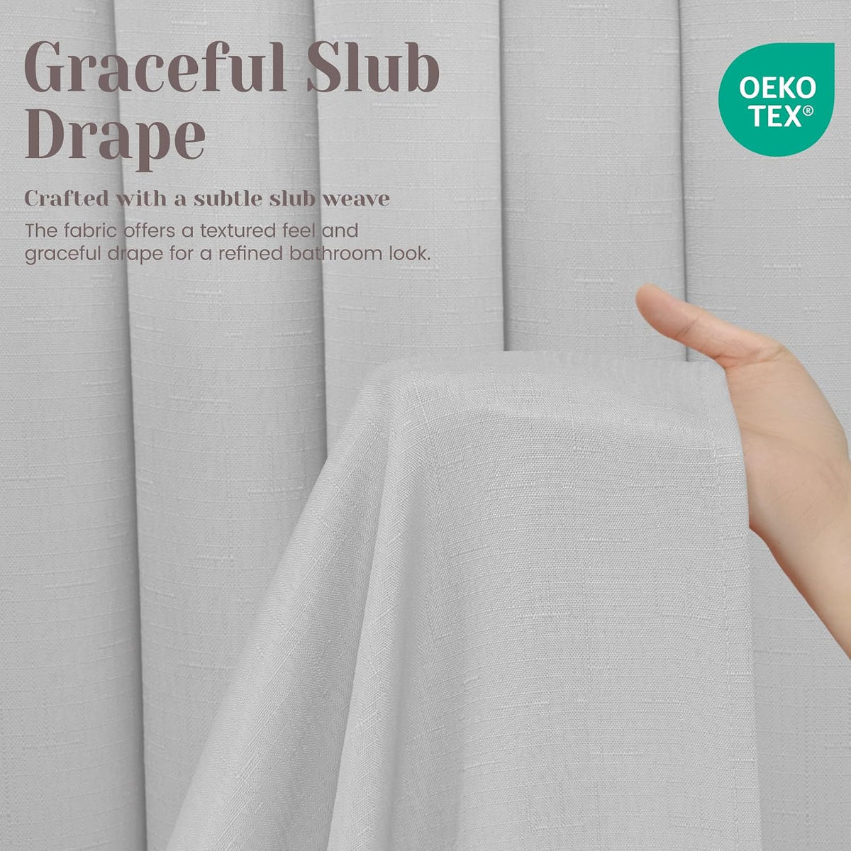 Ringless Slub Shower Curtain with Snap in Liner, 71x74, Black - Colors B