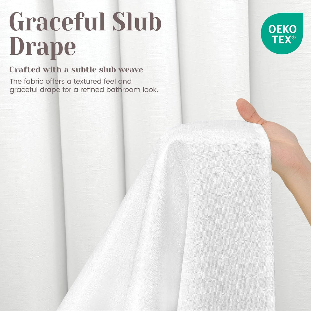 Ringless Slub Shower Curtain with Snap in Liner, 71x74, Black - Colors B