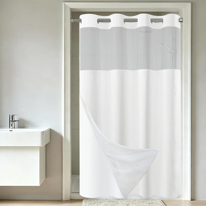 Ringless Slub Shower Curtain with Snap in Liner, 71x74, Black - Colors B