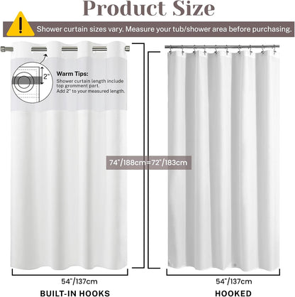 Ringless Slub Shower Curtain with Snap in Liner, 71x74, Black - Colors B