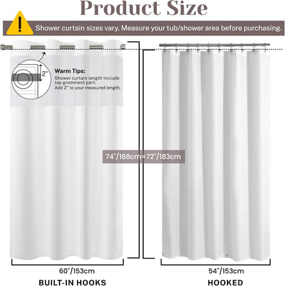 Ringless Slub Shower Curtain with Snap in Liner, 71x74, Black - Colors B