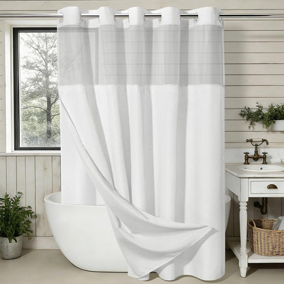 Ringless Slub Shower Curtain with Snap in Liner, 71x74, Black - Colors B