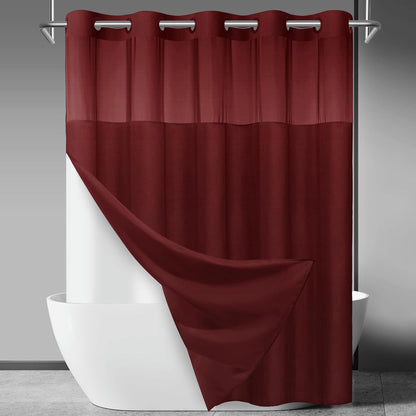 Ringless Slub Shower Curtain with Snap in Liner, 71x74, Black - Colors B