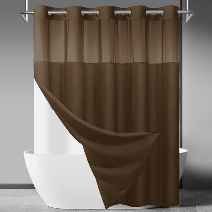 Ringless Slub Shower Curtain with Snap in Liner, 71x74, Black - Colors B
