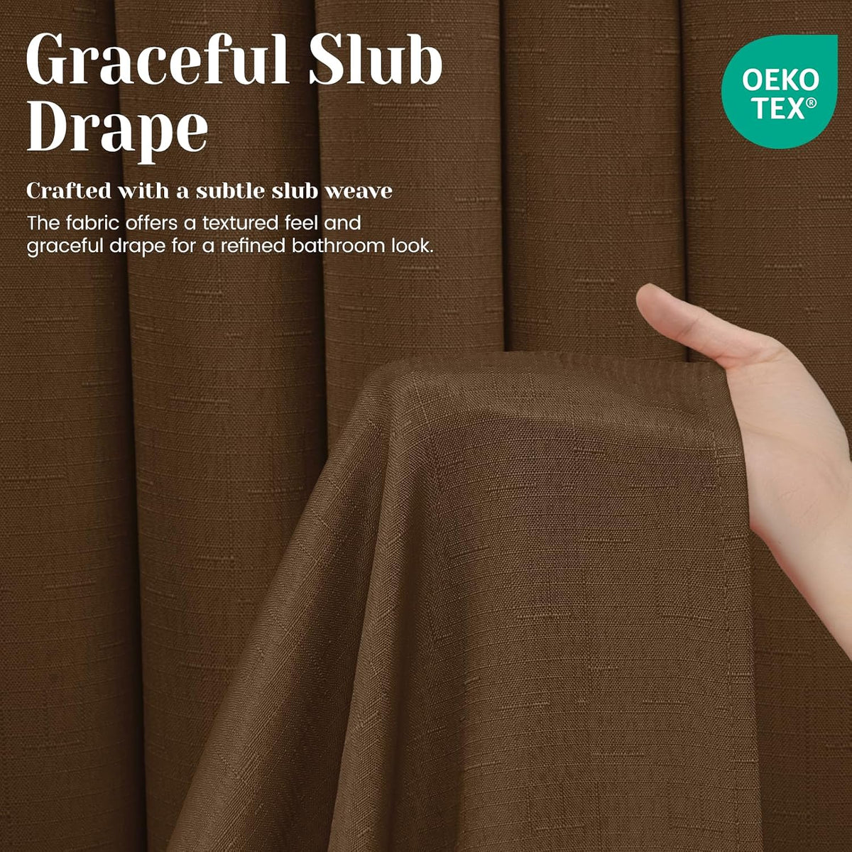 Ringless Slub Shower Curtain with Snap in Liner, 71x74, Black - Colors B