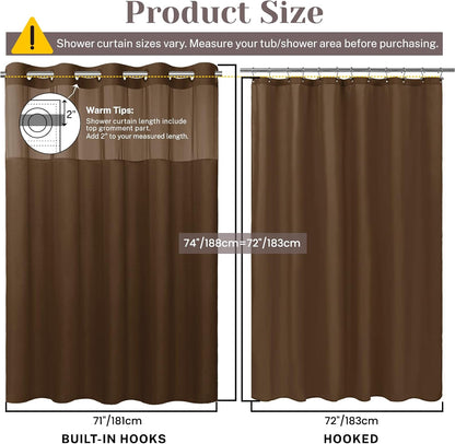 Ringless Slub Shower Curtain with Snap in Liner, 71x74, Black - Colors B