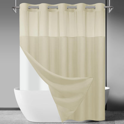 Ringless Slub Shower Curtain with Snap in Liner, 71x74, Black - Colors B