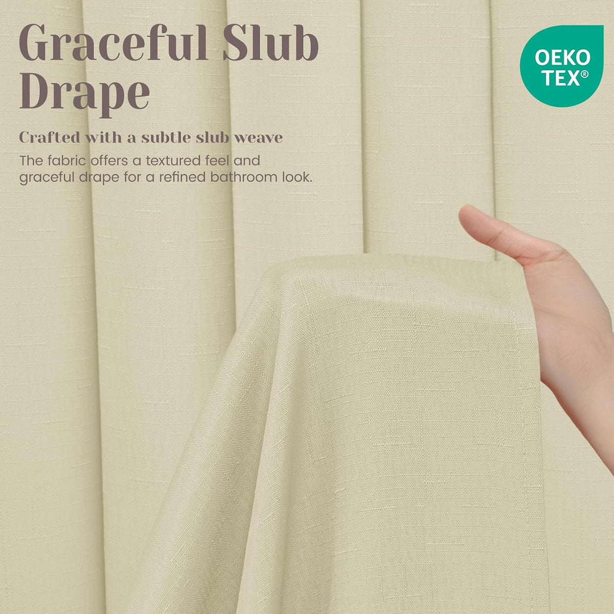 Ringless Slub Shower Curtain with Snap in Liner, 71x74, Black - Colors B