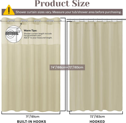 Ringless Slub Shower Curtain with Snap in Liner, 71x74, Black - Colors B