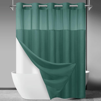 Ringless Slub Shower Curtain with Snap in Liner, 71x74, Black - Colors B