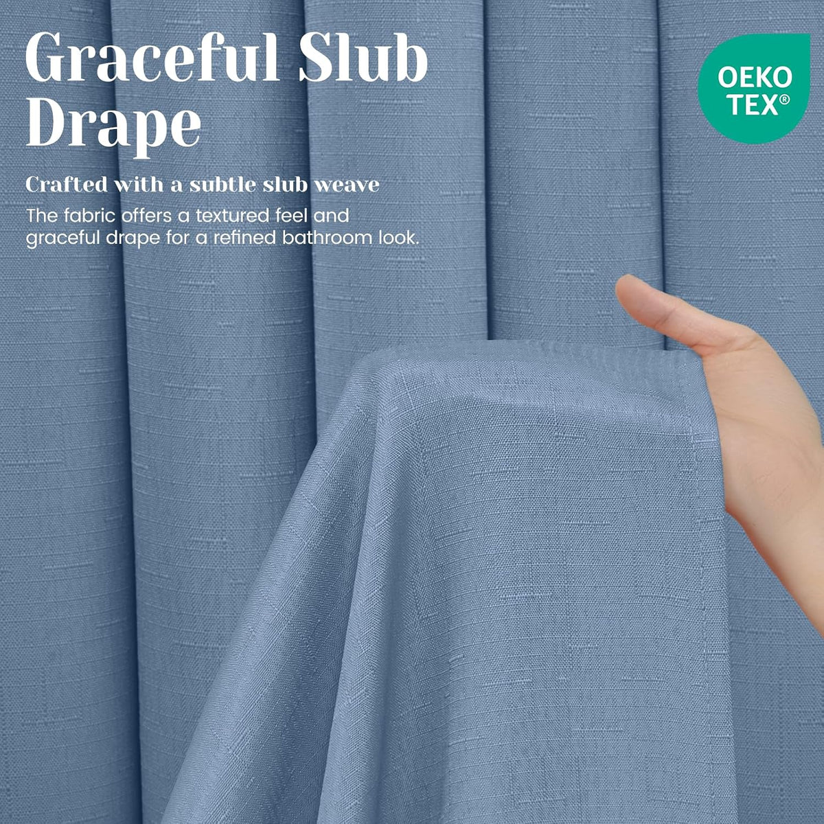 Ringless Slub Shower Curtain with Snap in Liner, 71x74, Black - Colors B