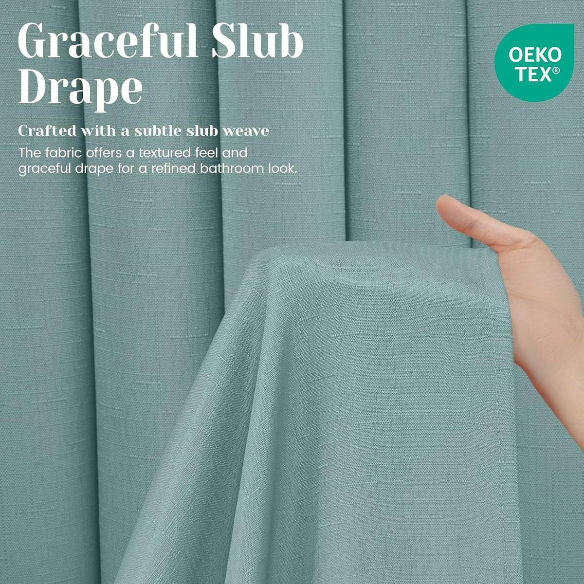 Ringless Slub Shower Curtain with Snap in Liner, 71x74, Black - Colors B