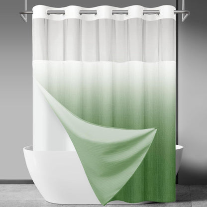 Ringless Slub Shower Curtain with Snap in Liner, 71x74, Black - Colors B