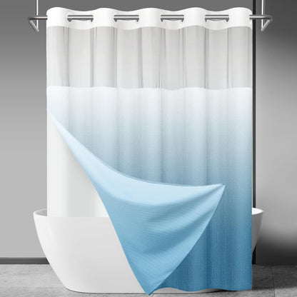Ringless Slub Shower Curtain with Snap in Liner, 71x74, Black - Colors B