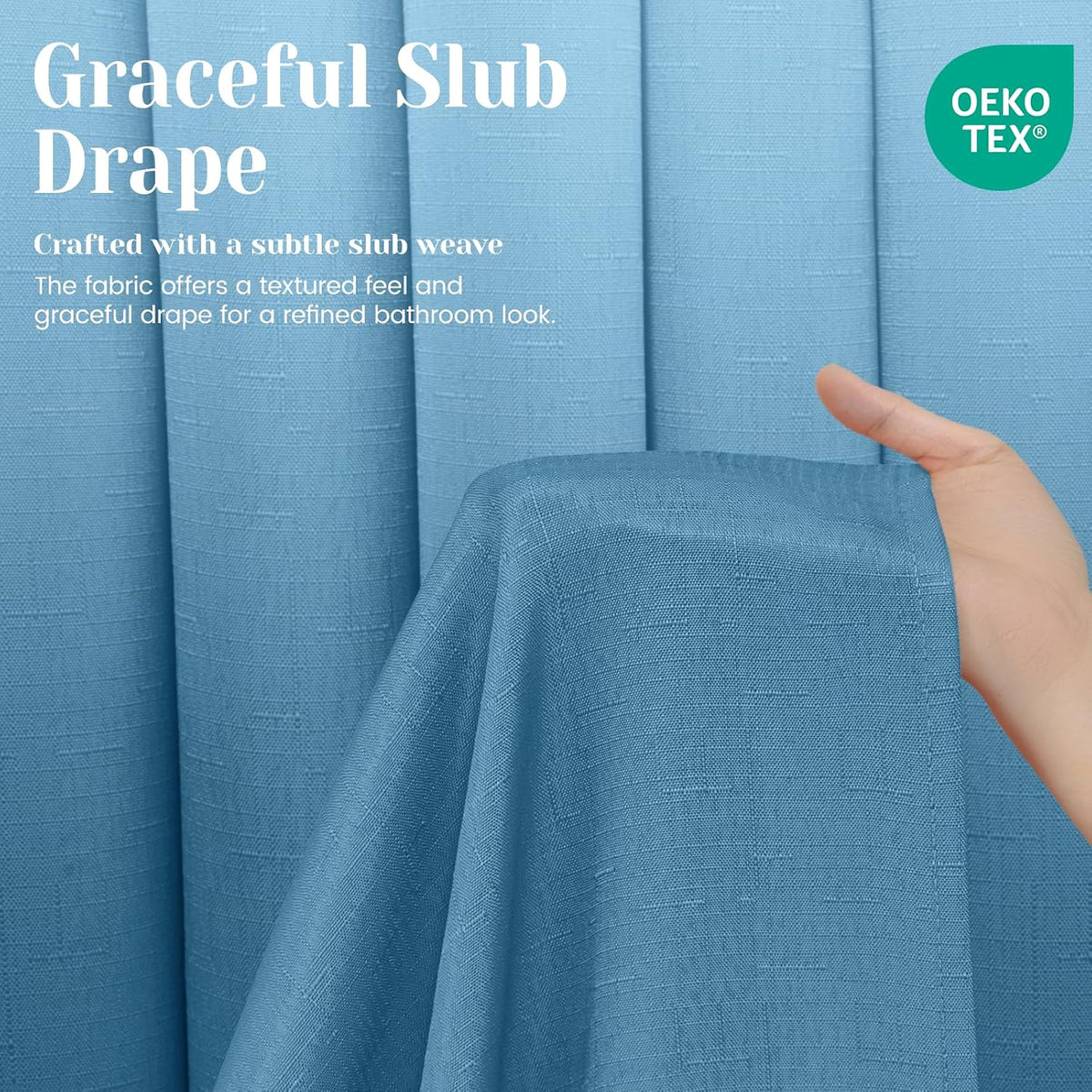 Ringless Slub Shower Curtain with Snap in Liner, 71x74, Black - Colors B