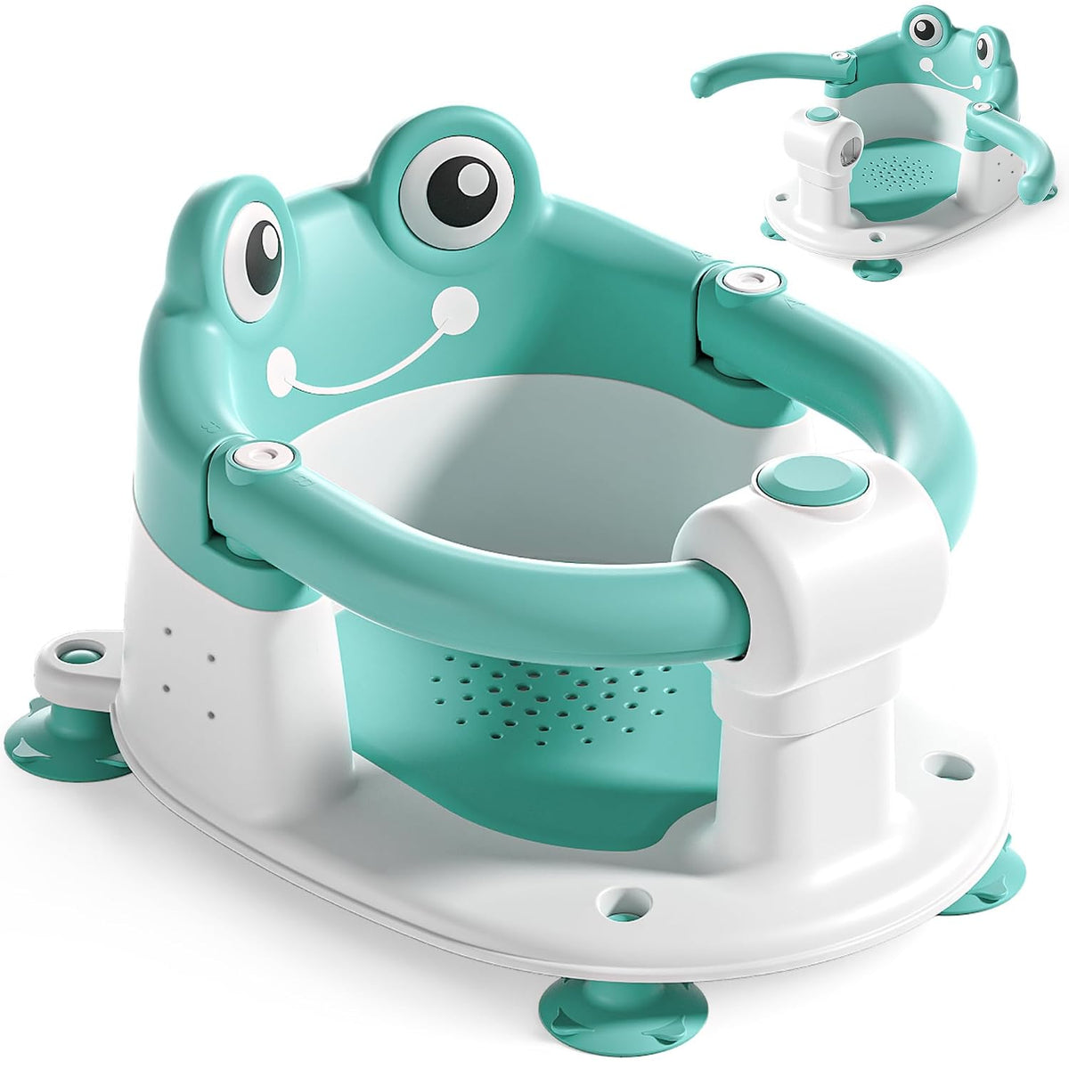 Baby Bath Seat for Babies 6 Months & Up - Toddler Bath Seats for Baby Sitting Up with 4 Suction Cups & Soft Cushion, Non-Slip Infants Shower Bathtub Chair for Newborn Boys Girls, Green