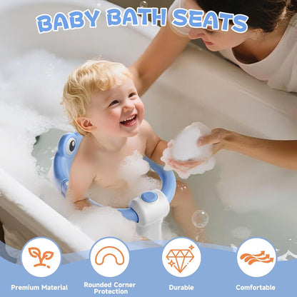 Baby Bath Seat for Babies 6 Months & Up - Toddler Bath Seats for Baby Sitting Up with 4 Suction Cups & Soft Cushion, Non-Slip Infants Shower Bathtub Chair for Newborn Boys Girls, Green