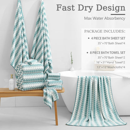 Bath Towel Set Gray 4Pack-35x70 Towel,600GSM Ultra Soft Microfibers Bathroom Towel Set Extra Large Plush Bath Sheet Towel,Highly Absorbent Quick Dry Oversized Towels Spa Hotel Luxury Shower Towels