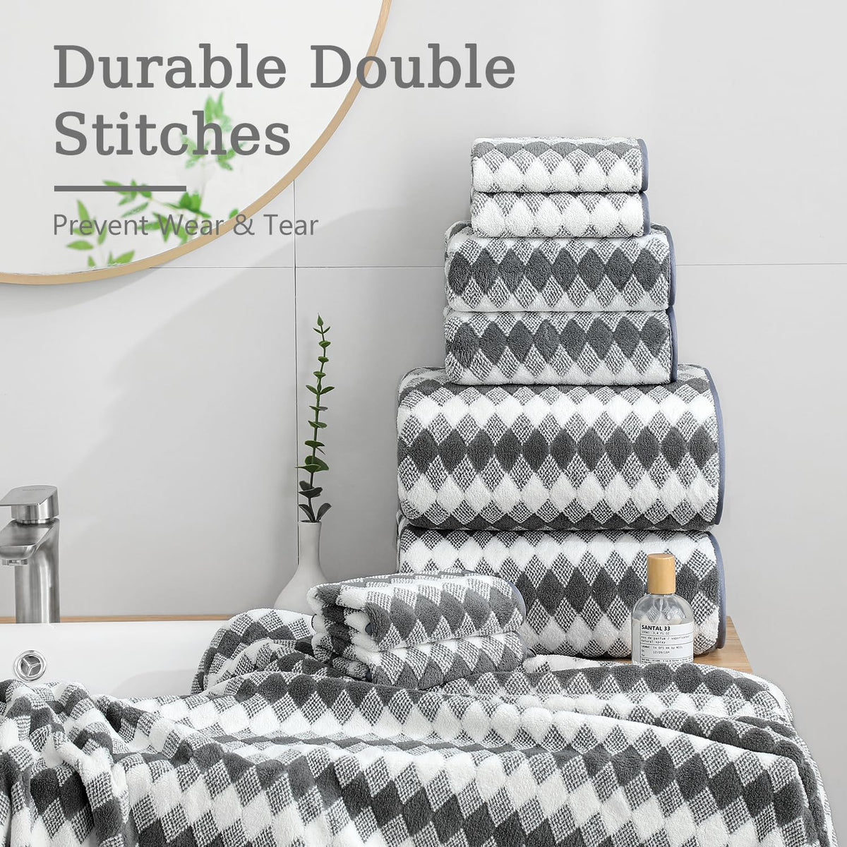Bath Towel Set Gray 4Pack-35x70 Towel,600GSM Ultra Soft Microfibers Bathroom Towel Set Extra Large Plush Bath Sheet Towel,Highly Absorbent Quick Dry Oversized Towels Spa Hotel Luxury Shower Towels
