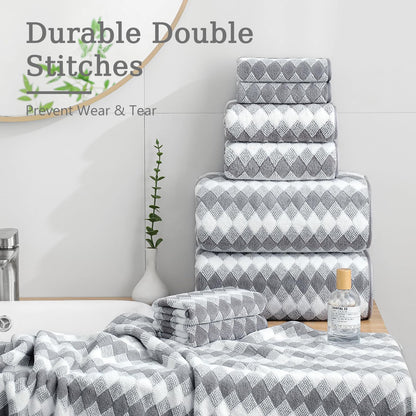 Bath Towel Set Gray 4Pack-35x70 Towel,600GSM Ultra Soft Microfibers Bathroom Towel Set Extra Large Plush Bath Sheet Towel,Highly Absorbent Quick Dry Oversized Towels Spa Hotel Luxury Shower Towels