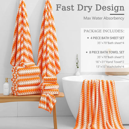 Bath Towel Set Gray 4Pack-35x70 Towel,600GSM Ultra Soft Microfibers Bathroom Towel Set Extra Large Plush Bath Sheet Towel,Highly Absorbent Quick Dry Oversized Towels Spa Hotel Luxury Shower Towels
