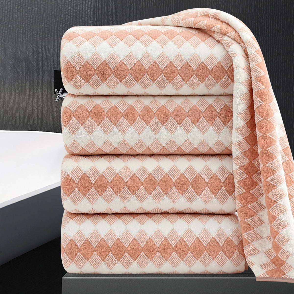 Bath Towel Set Gray 4Pack-35x70 Towel,600GSM Ultra Soft Microfibers Bathroom Towel Set Extra Large Plush Bath Sheet Towel,Highly Absorbent Quick Dry Oversized Towels Spa Hotel Luxury Shower Towels