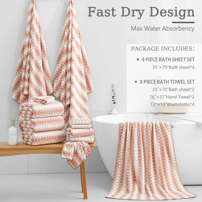 Bath Towel Set Gray 4Pack-35x70 Towel,600GSM Ultra Soft Microfibers Bathroom Towel Set Extra Large Plush Bath Sheet Towel,Highly Absorbent Quick Dry Oversized Towels Spa Hotel Luxury Shower Towels