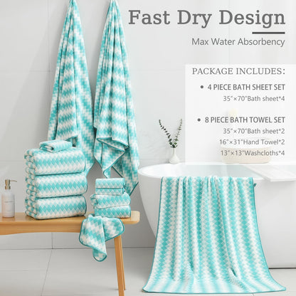 Bath Towel Set Gray 4Pack-35x70 Towel,600GSM Ultra Soft Microfibers Bathroom Towel Set Extra Large Plush Bath Sheet Towel,Highly Absorbent Quick Dry Oversized Towels Spa Hotel Luxury Shower Towels