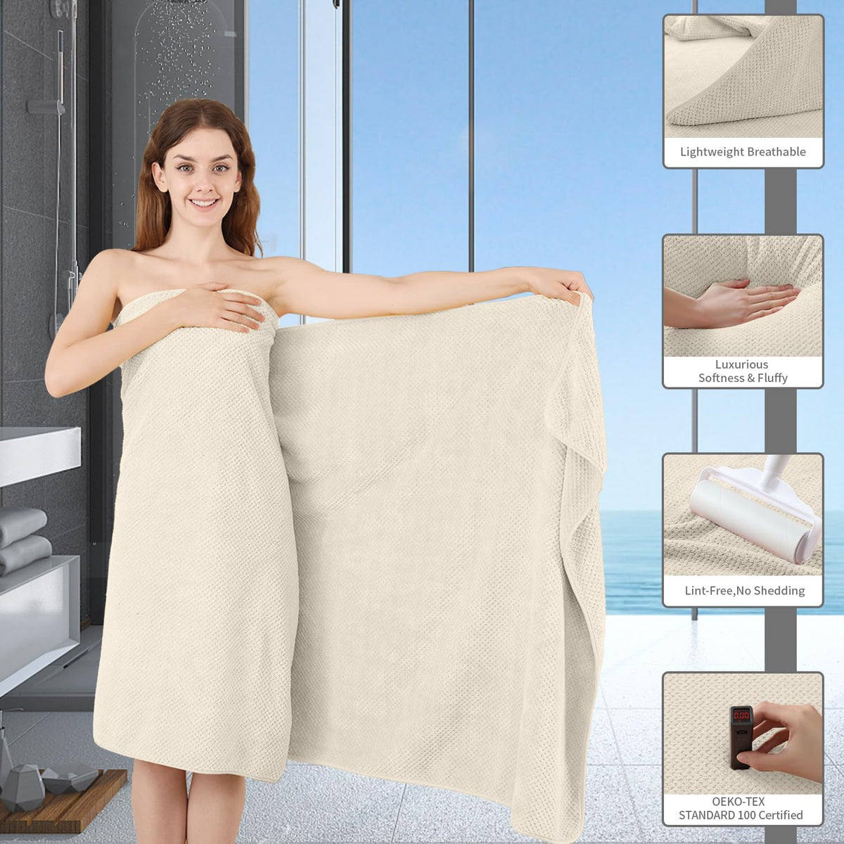 Bath Towel Set Gray 4Pack-35x70 Towel,600GSM Ultra Soft Microfibers Bathroom Towel Set Extra Large Plush Bath Sheet Towel,Highly Absorbent Quick Dry Oversized Towels Spa Hotel Luxury Shower Towels