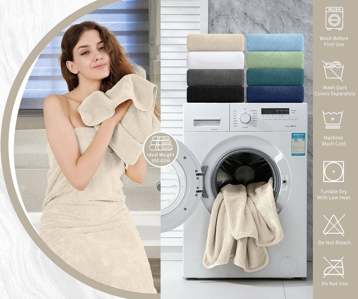 Bath Towel Set Gray 4Pack-35x70 Towel,600GSM Ultra Soft Microfibers Bathroom Towel Set Extra Large Plush Bath Sheet Towel,Highly Absorbent Quick Dry Oversized Towels Spa Hotel Luxury Shower Towels