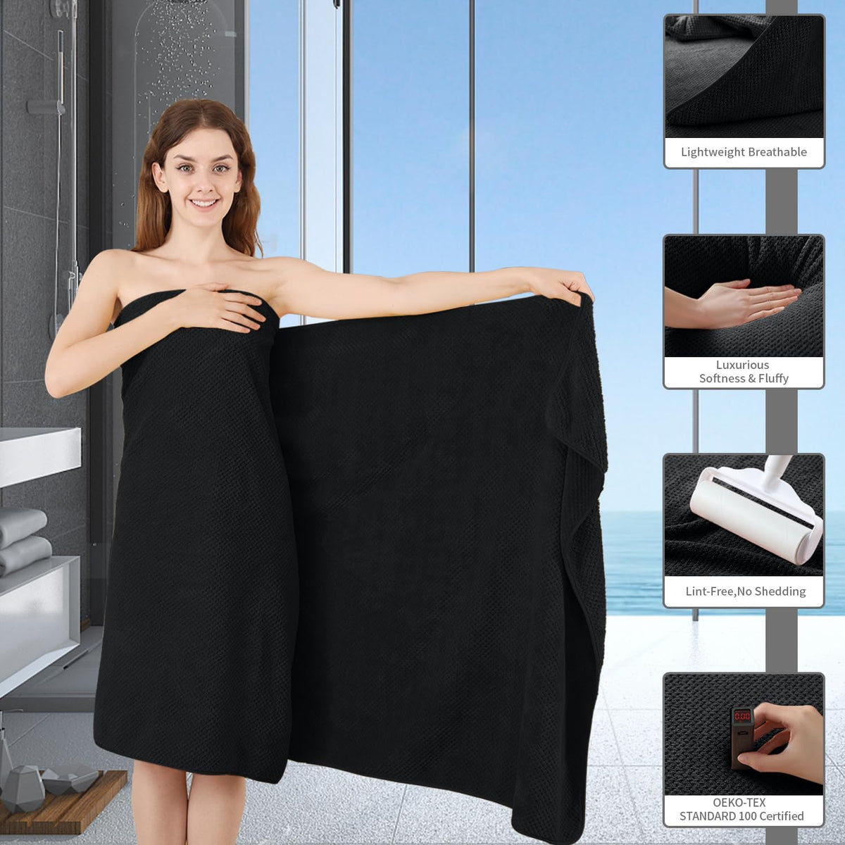 Bath Towel Set Gray 4Pack-35x70 Towel,600GSM Ultra Soft Microfibers Bathroom Towel Set Extra Large Plush Bath Sheet Towel,Highly Absorbent Quick Dry Oversized Towels Spa Hotel Luxury Shower Towels