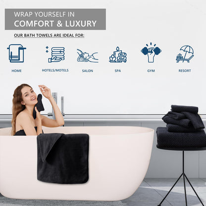 Bath Towel Set Gray 4Pack-35x70 Towel,600GSM Ultra Soft Microfibers Bathroom Towel Set Extra Large Plush Bath Sheet Towel,Highly Absorbent Quick Dry Oversized Towels Spa Hotel Luxury Shower Towels