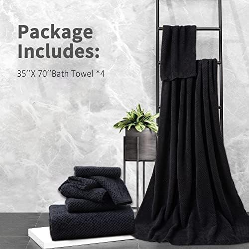 Bath Towel Set Gray 4Pack-35x70 Towel,600GSM Ultra Soft Microfibers Bathroom Towel Set Extra Large Plush Bath Sheet Towel,Highly Absorbent Quick Dry Oversized Towels Spa Hotel Luxury Shower Towels