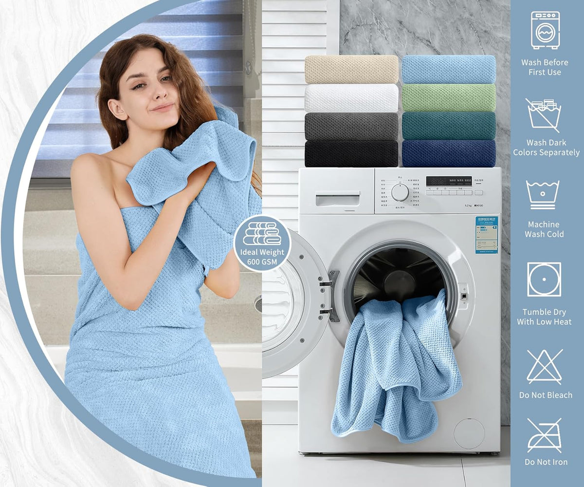 Bath Towel Set Gray 4Pack-35x70 Towel,600GSM Ultra Soft Microfibers Bathroom Towel Set Extra Large Plush Bath Sheet Towel,Highly Absorbent Quick Dry Oversized Towels Spa Hotel Luxury Shower Towels