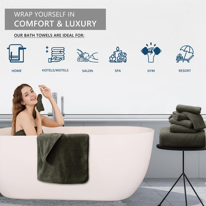Bath Towel Set Gray 4Pack-35x70 Towel,600GSM Ultra Soft Microfibers Bathroom Towel Set Extra Large Plush Bath Sheet Towel,Highly Absorbent Quick Dry Oversized Towels Spa Hotel Luxury Shower Towels