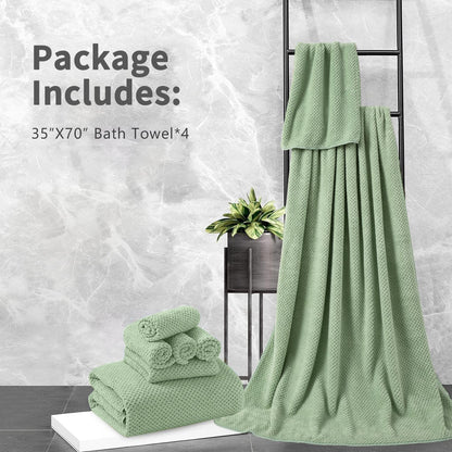 Bath Towel Set Gray 4Pack-35x70 Towel,600GSM Ultra Soft Microfibers Bathroom Towel Set Extra Large Plush Bath Sheet Towel,Highly Absorbent Quick Dry Oversized Towels Spa Hotel Luxury Shower Towels