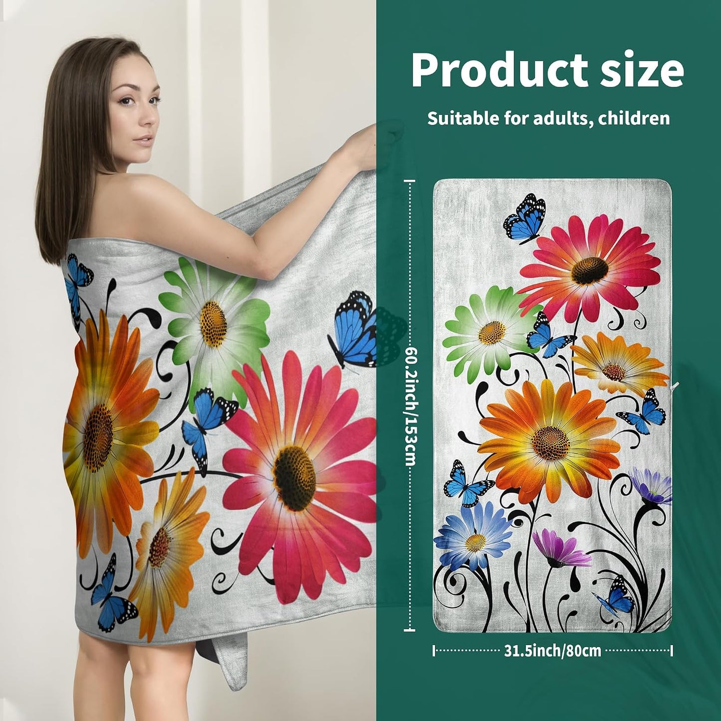 Abstract Floral Microfiber Bath Towel High Absorbent Luxury Coral Velvet Towels for Bathroom