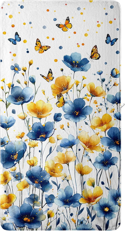 Abstract Floral Microfiber Bath Towel High Absorbent Luxury Coral Velvet Towels for Bathroom