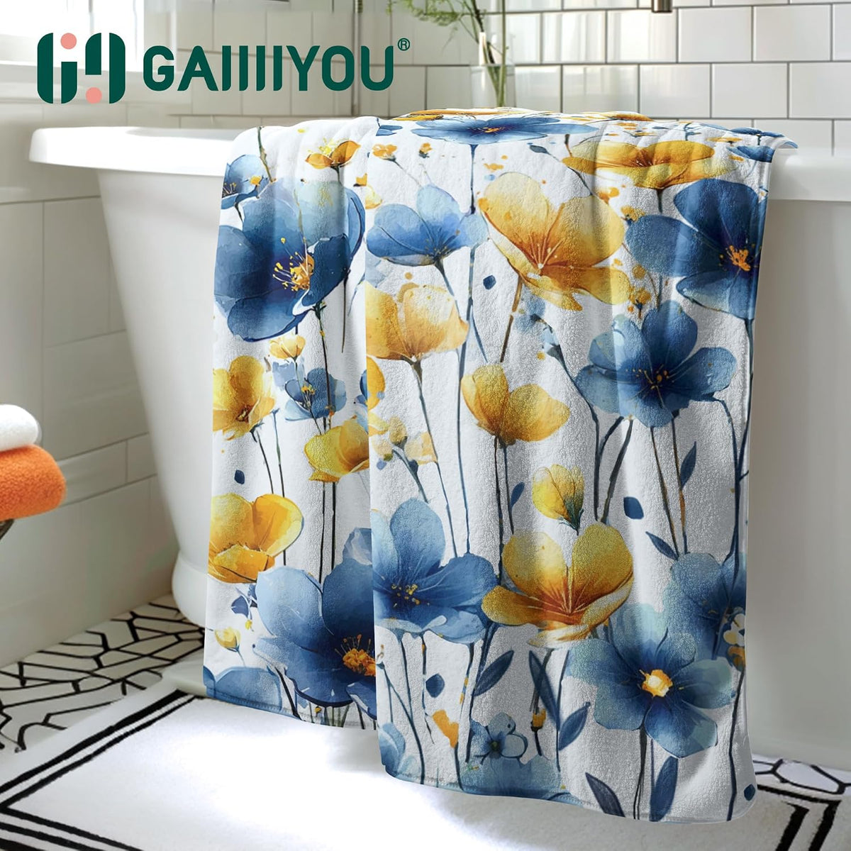 Abstract Floral Microfiber Bath Towel High Absorbent Luxury Coral Velvet Towels for Bathroom