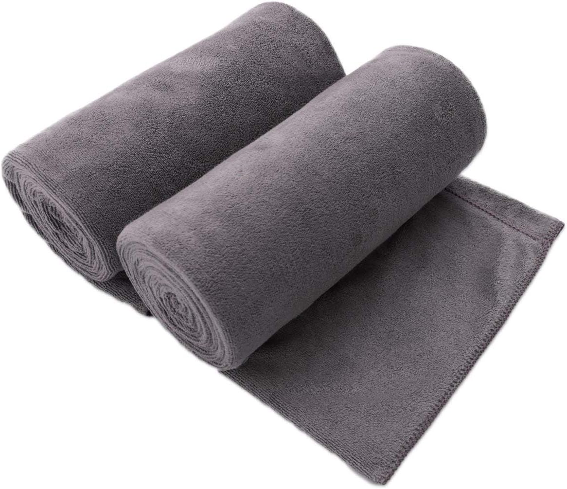 Microfiber Bath Towel (30" x 60"), Oversized Thick Towels, Soft, Super Absorbent and Fast Drying, No Fading Multipurpose Use for Sports, Travel, Fitness, Yoga, 30 in 60 in, Grey Count | Microfiber, Hanging Loop, Oversized, Soft & Absorbent, Fast