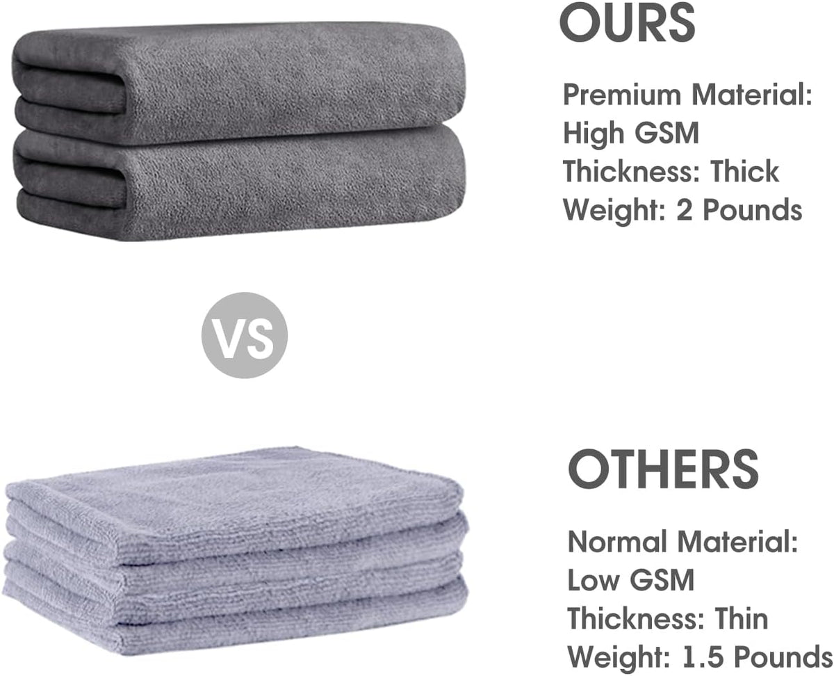 Microfiber Bath Towel (30" x 60"), Oversized Thick Towels, Soft, Super Absorbent and Fast Drying, No Fading Multipurpose Use for Sports, Travel, Fitness, Yoga, 30 in 60 in, Grey Count | Microfiber, Hanging Loop, Oversized, Soft & Absorbent, Fast