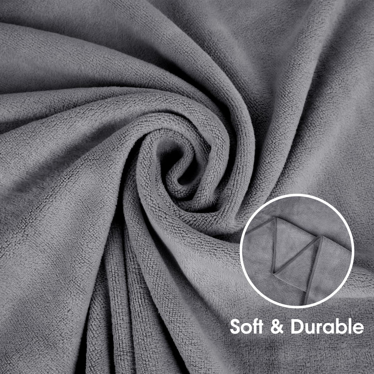 Microfiber Bath Towel (30" x 60"), Oversized Thick Towels, Soft, Super Absorbent and Fast Drying, No Fading Multipurpose Use for Sports, Travel, Fitness, Yoga, 30 in 60 in, Grey Count | Microfiber, Hanging Loop, Oversized, Soft & Absorbent, Fast