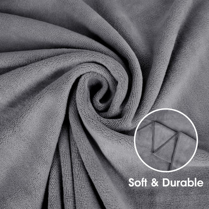 Microfiber Bath Towel (30" x 60"), Oversized Thick Towels, Soft, Super Absorbent and Fast Drying, No Fading Multipurpose Use for Sports, Travel, Fitness, Yoga, 30 in 60 in, Grey Count | Microfiber, Hanging Loop, Oversized, Soft & Absorbent, Fast